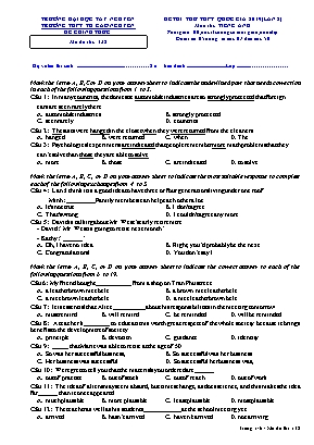 Đề thi thử THPT Quốc gia môn Tiếng Anh năm 2019 lần 2 - Mã đề 132 - Trường THPT TH Cao Nguyên (Có đáp án)